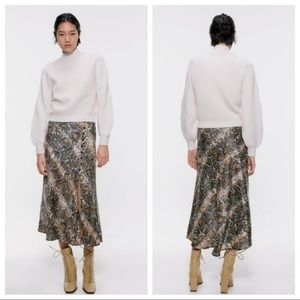 Zara Midi Satin Skirt w/ slit